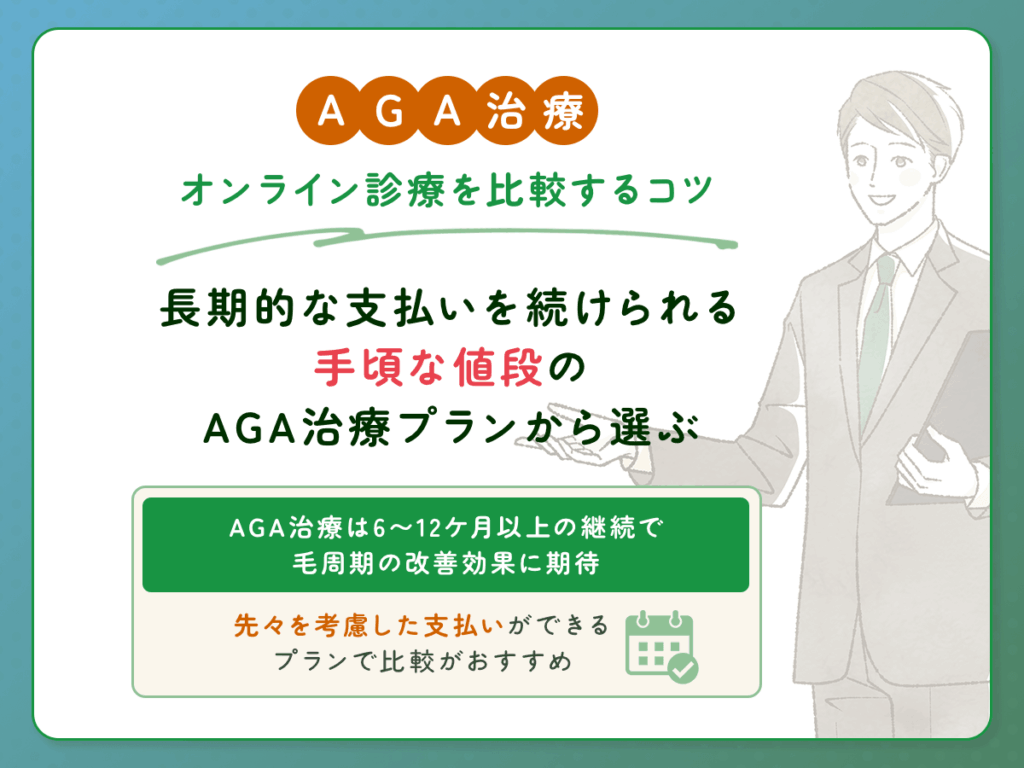 長期的な支払いを続けられる手頃な値段のAGA治療プランから選ぶ